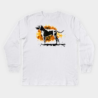 Black and Tan Coonhound Dog Minimal Kids Long Sleeve T-Shirt